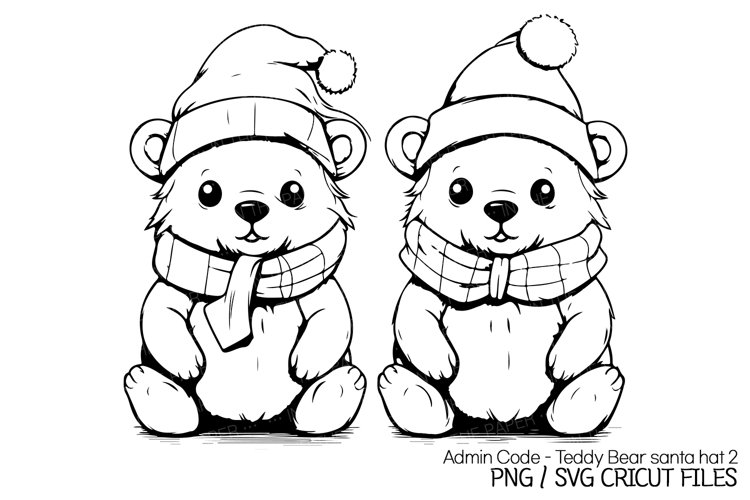 Teddy bears in santa hats svg christmas png