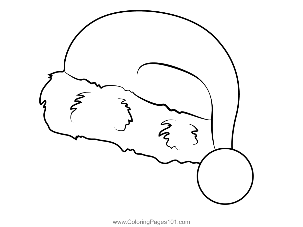 Christmas hat coloring page for kids