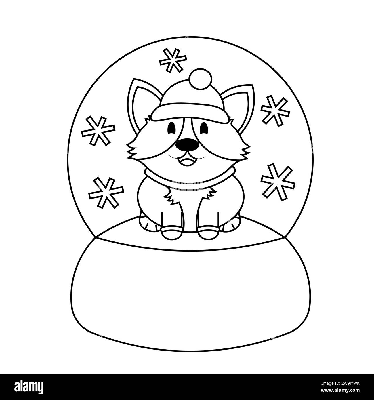 Cartoon illustration dog christmas hat black and white stock photos images