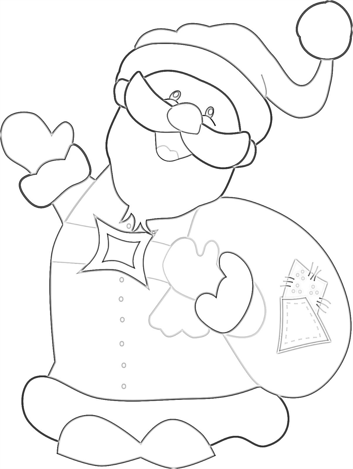 Santa claus with bag coloring page