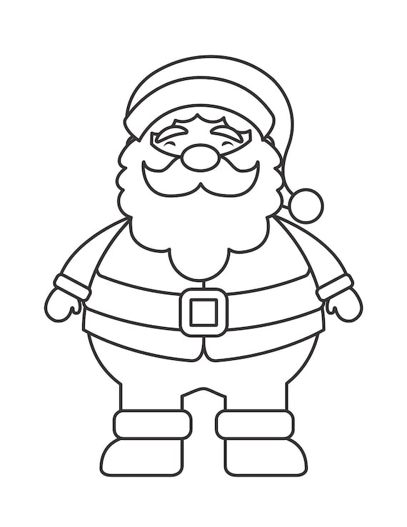 Holiday coloring pages featuring santa his sleigh and all of his reindeer instant download