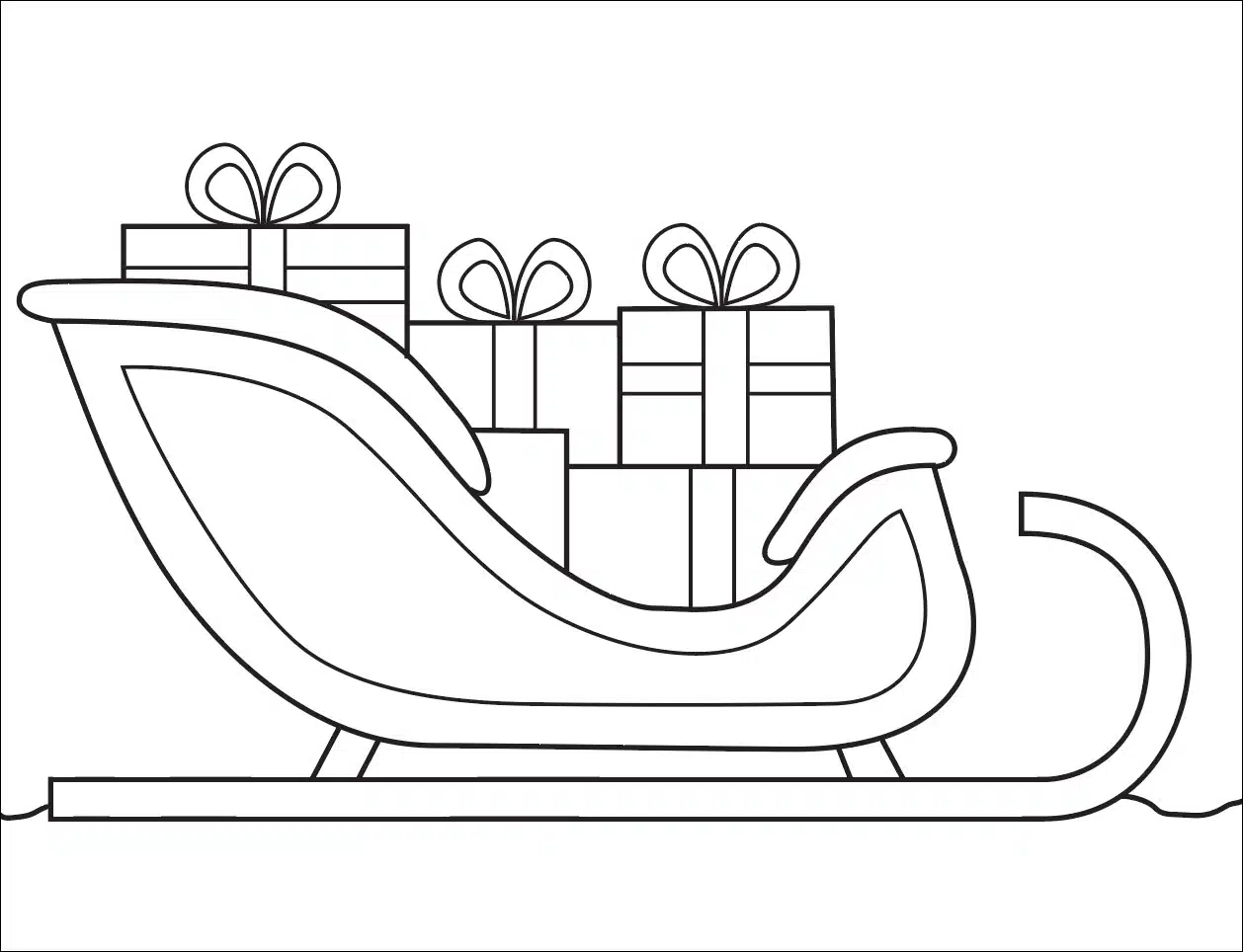 Easy how to draw santas sleigh tutorial video and coloring page