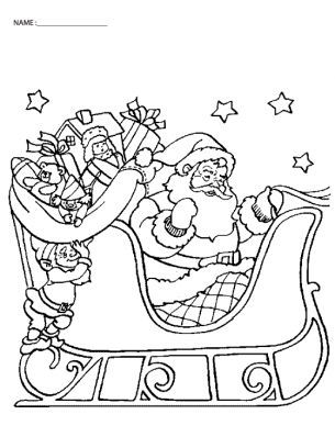 Coloring sheets santa on sleigh