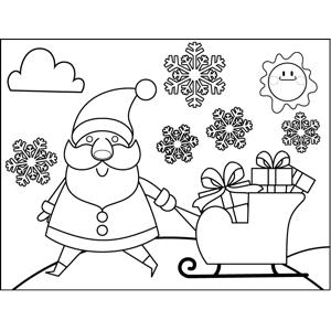 Santa pulling sleigh coloring page