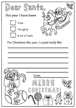 Letter to santa coloring page by little ducks tpt