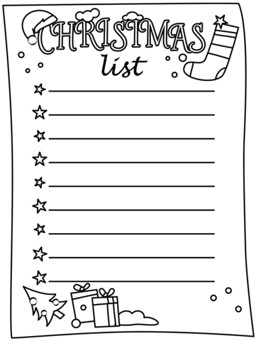 Christmas list coloring page free printable coloring pages