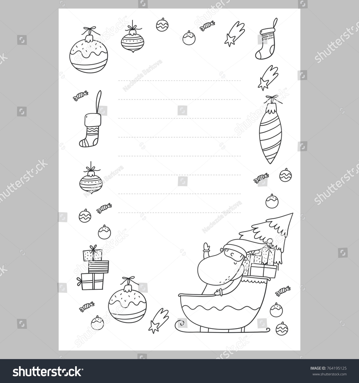 Christmas coloring page christmas wish list stock vector royalty free