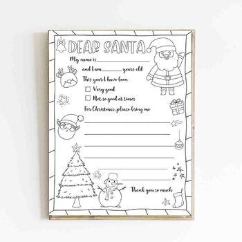 Letter to santa coloring page by kiddie resources tpt