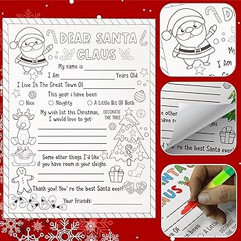 Ojibak pcs color your own letter to santa wish list coloring christmas crafts for kids santa letters xmas activity cds vinyl