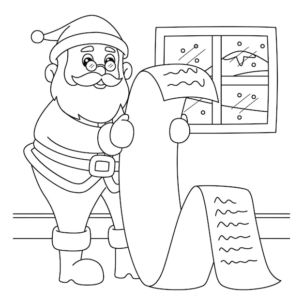 Premium vector christmas santa claus coloring page for kids
