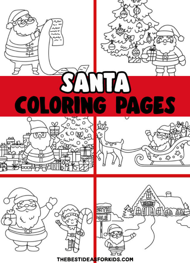 Santa coloring pages free printables