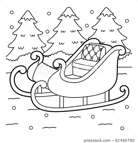 Christmas sleigh vehicle coloring page for kids