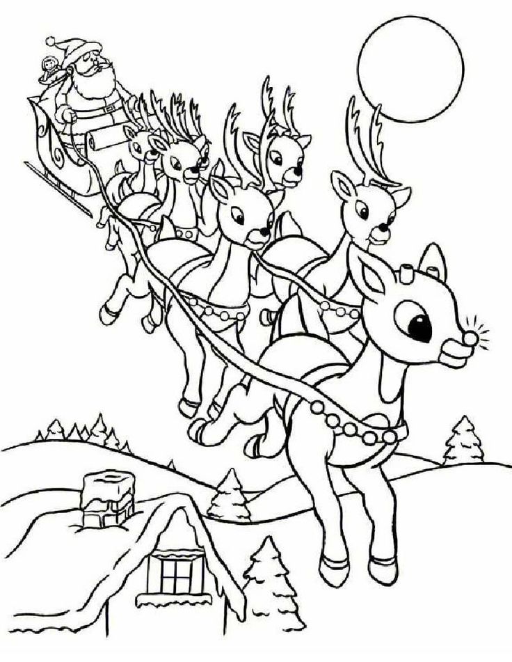 Santas reindeer coloring pages