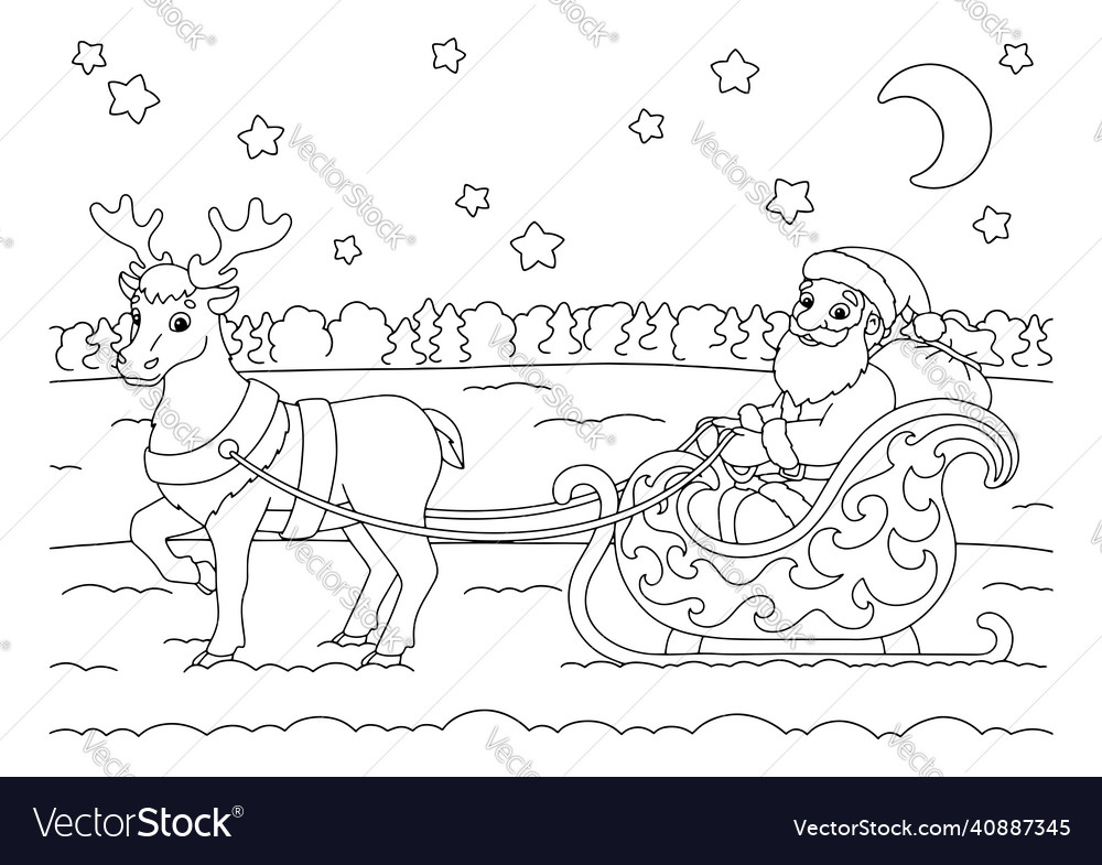 Santa claus is sitting on a christmas sleigh vector image