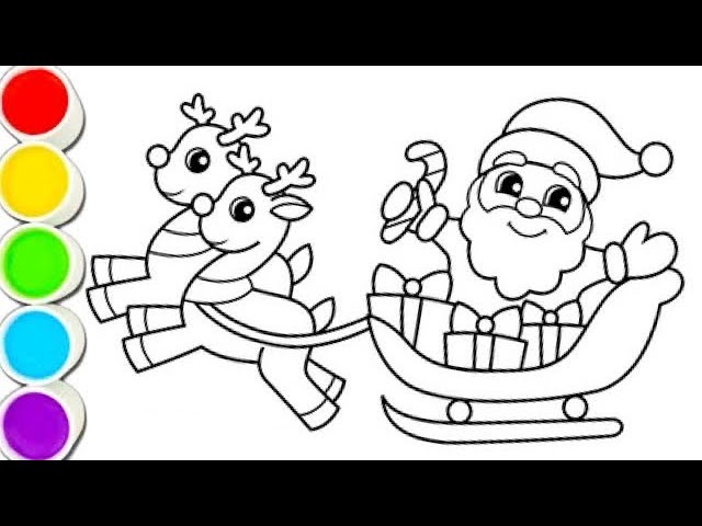 How to paint ð santas sleigh step by step for kids santa claus sleigh coloring page