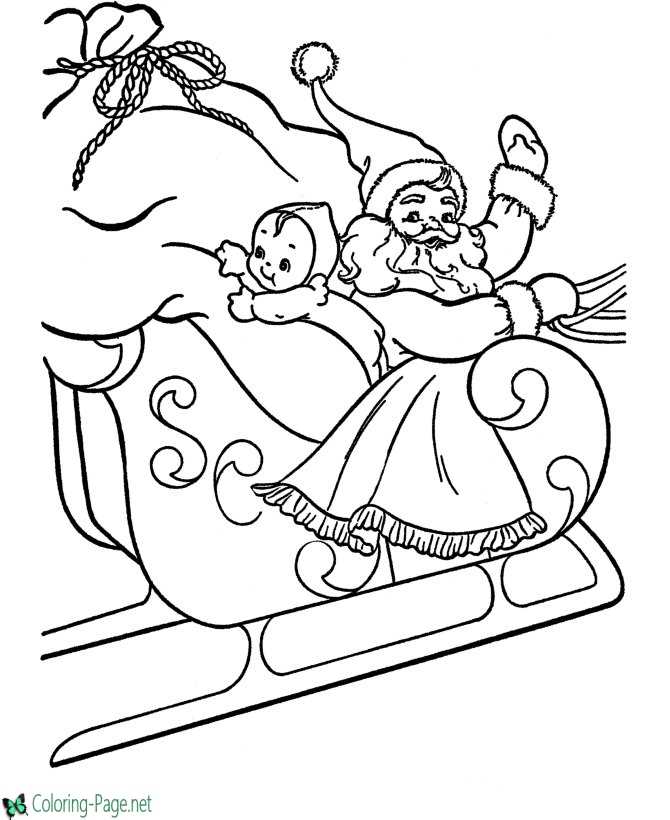 Santa coloring pages santas sleigh