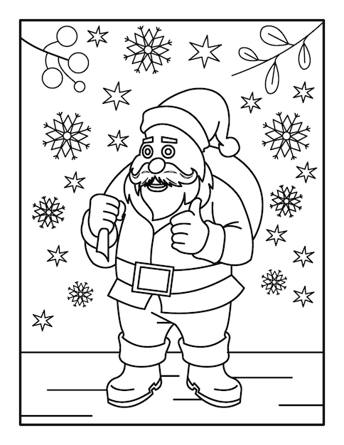 Premium vector santa claus coloring page for kids