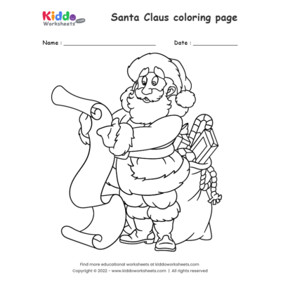 Free printable santa claus coloring page worksheet