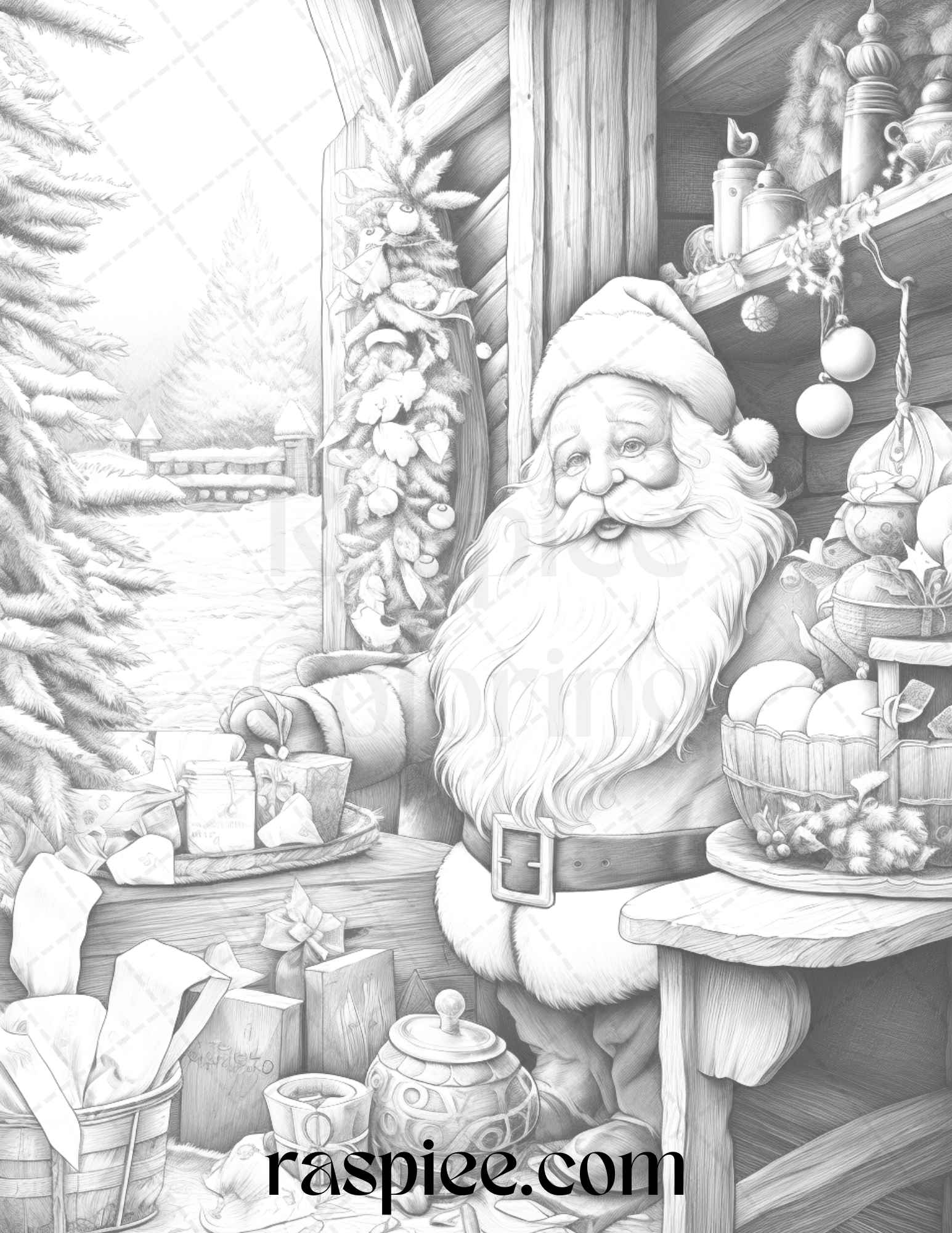 Merry christmas grayscale coloring pages printable for adults pdf â coloring