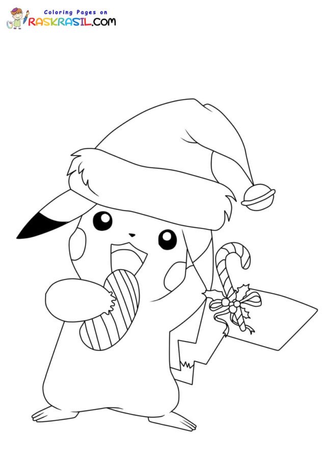 Christmas pikachu coloring pages printable for free download