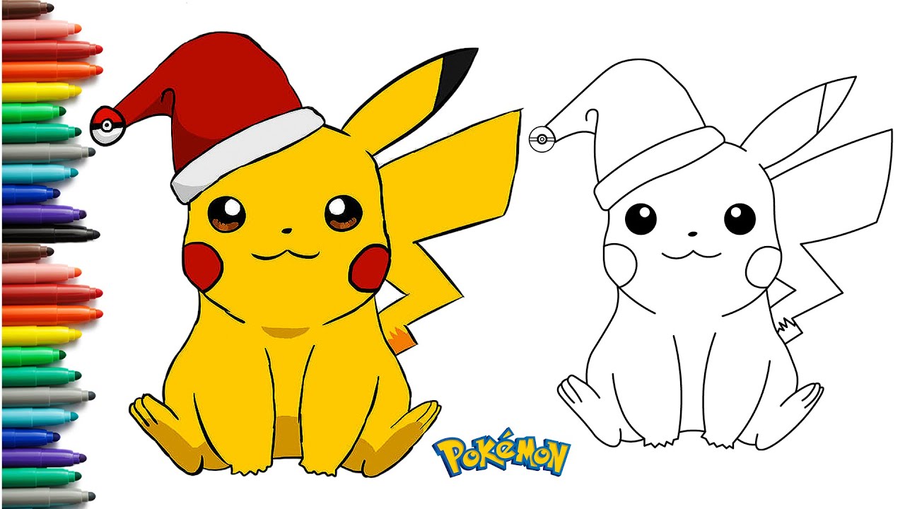 How to color christmas pikachu easy