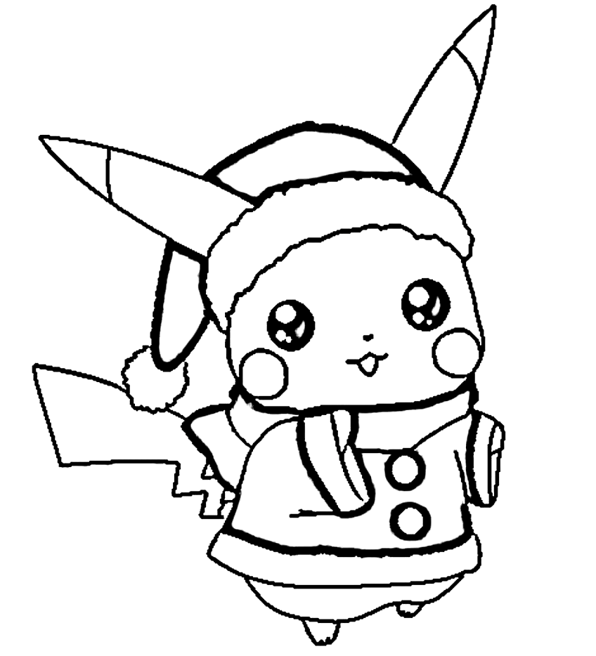 Pikachu santa coloring page