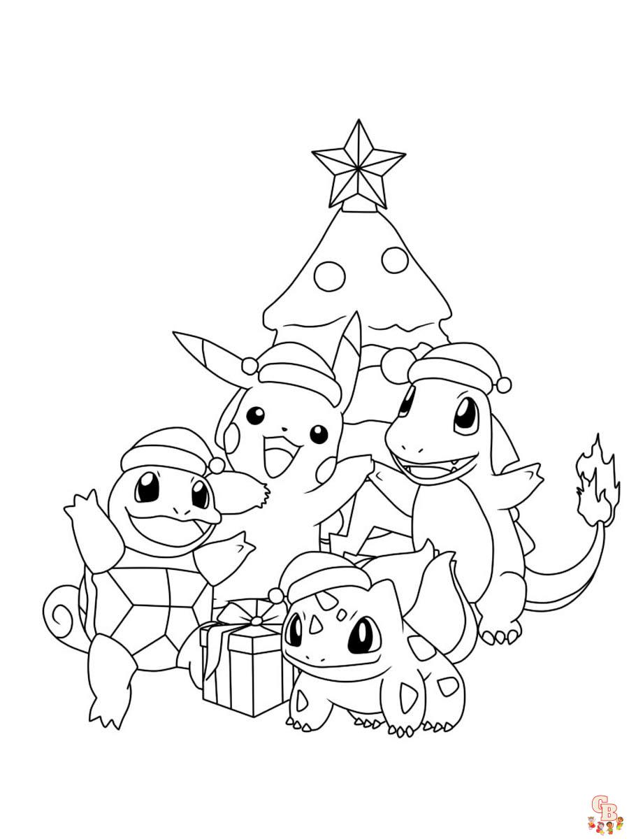 Pokemon christmas coloring pages free printablefor kids