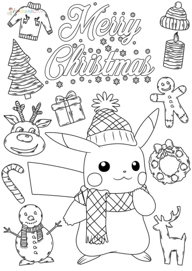 Christmas pikachu coloring pages printable for free download