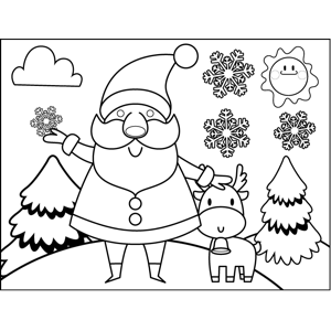 Santa and reindeer coloring page