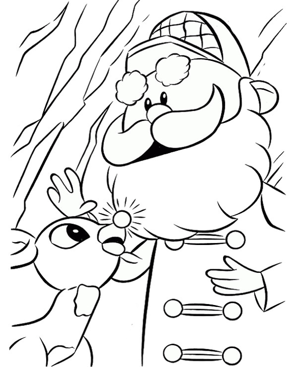 Santa claus and rudolph raindeer to color