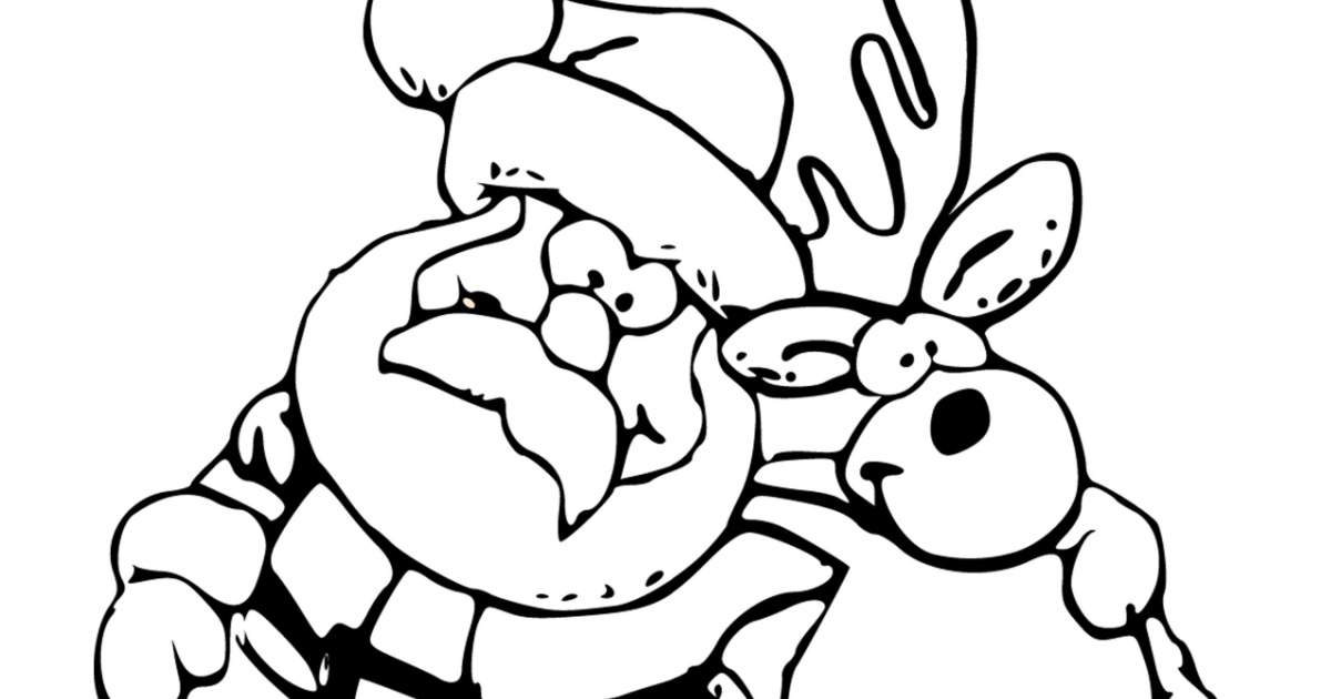 Santa and rudolph christmas buddies coloring page