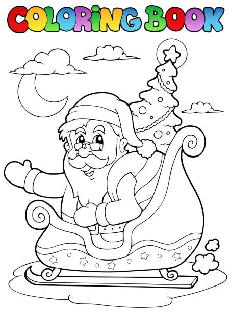 Santa sleigh coloring pages stock illustrations royalty