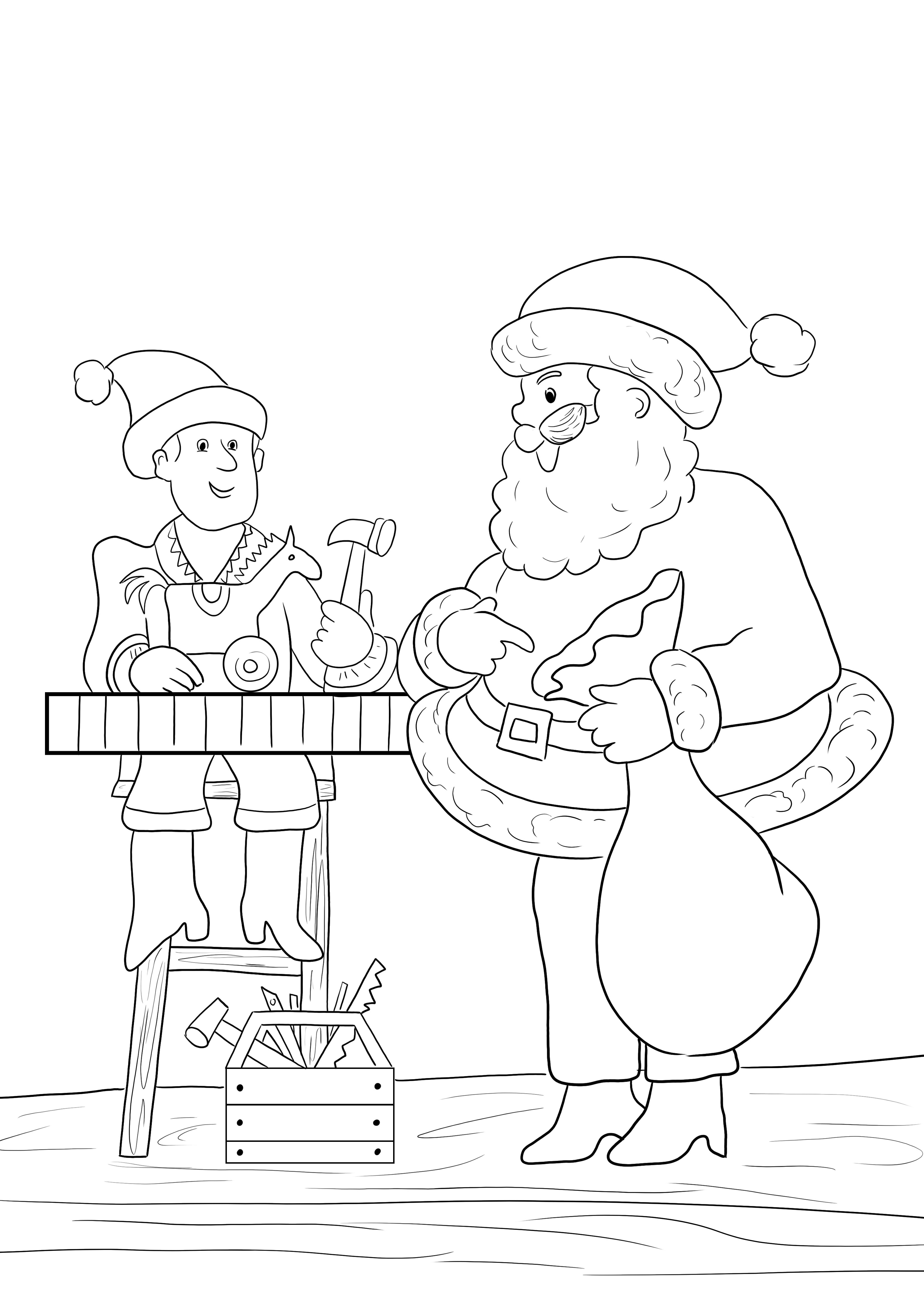 Santas workshop coloring page free to print or download for children