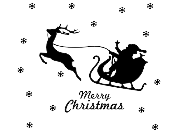 Christmas svg santa sleigh svg santa claus vector clipart reindeer png digital silhouette merry christmas shirt cricut cutting file
