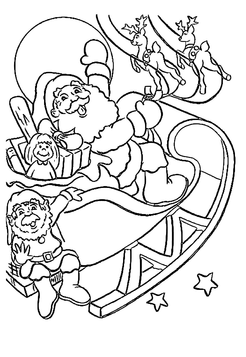 Free printable santa claus sleigh coloring page sheet and picture for adults and kids girls and boys