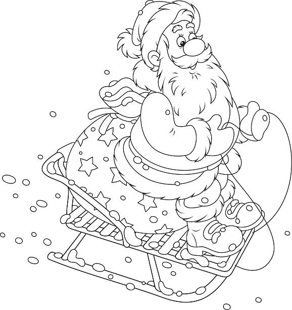 Santa sleigh coloring pages stock illustrations royalty