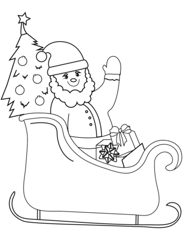 Santa on sleigh coloring page free printable coloring pages