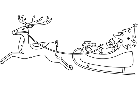 Santa sleigh coloring page free printable coloring pages