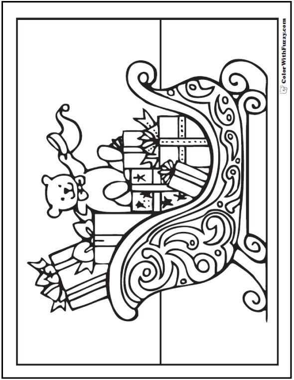 Coloring pages christmas santa sleigh