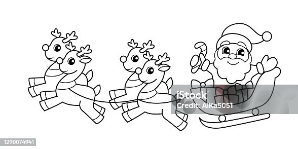 Santa sleigh coloring pages stock illustrations royalty