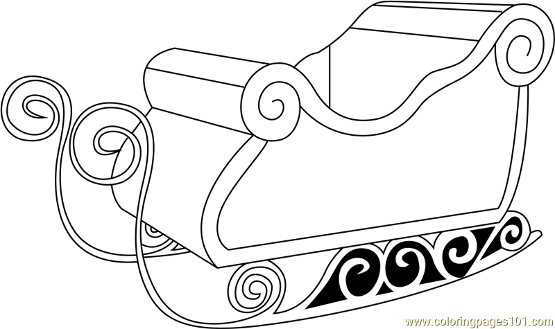 Santas sleigh only coloring page for kids