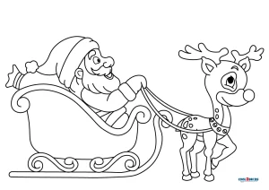 Free printable santa sleigh coloring pages for kids