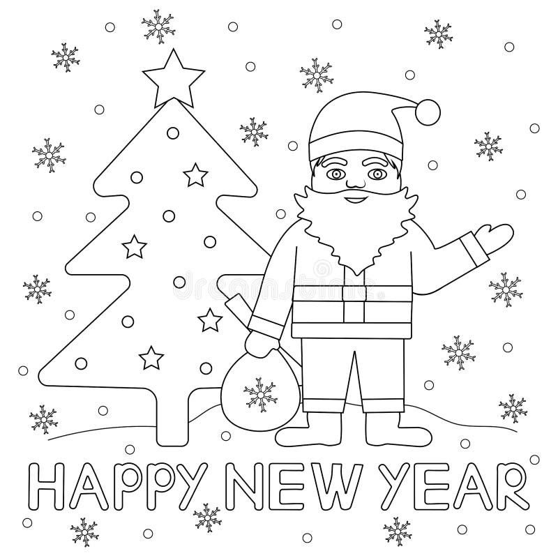 Christmas santa snowflakes coloring book for kid stock vector