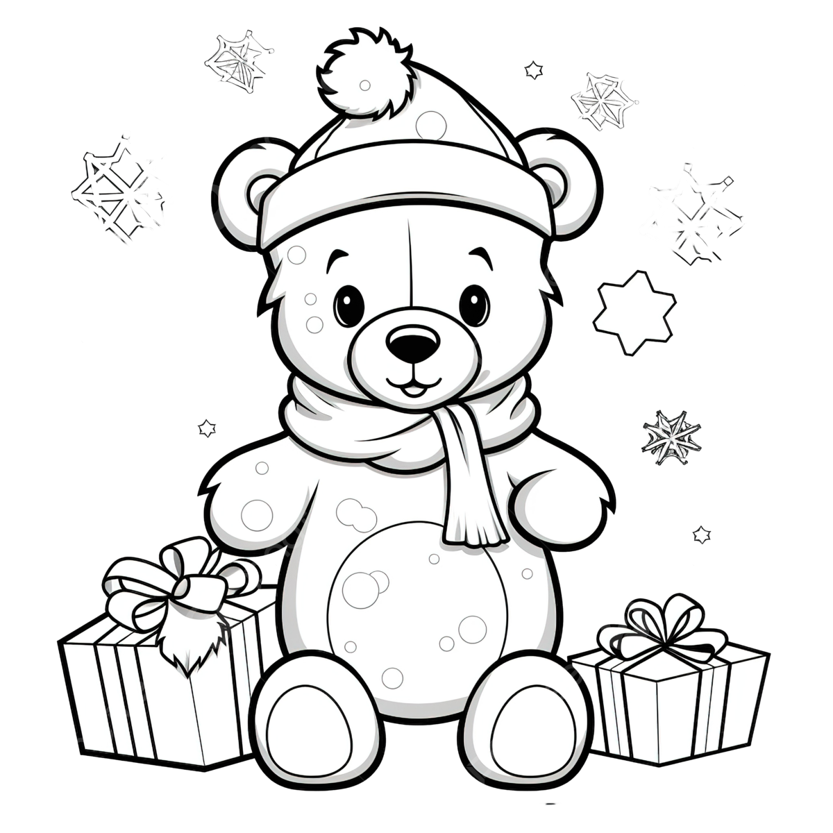 Christmas bear and snowflake coloring page outline cartoon vector illustration christmas coloring funny christmas png transparent image and clipart for free download