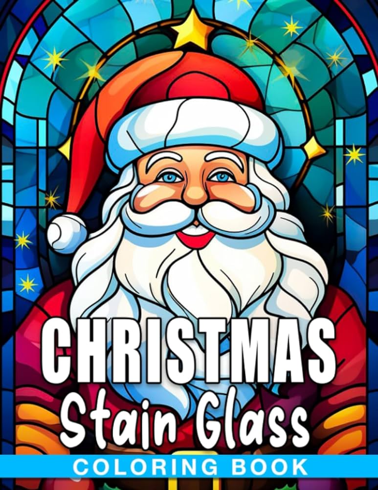 Christmas stain glass coloring book stress