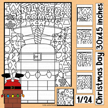 Santa stuck in chimney door decor christmas bulletin board coloring pages poster