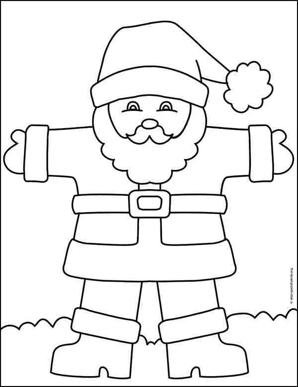 Easy how to draw santa claus tutorial video and coloring page