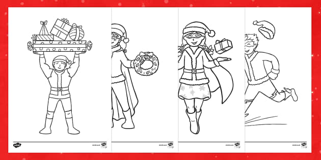 Santa suit superheroes coloring pages teacher