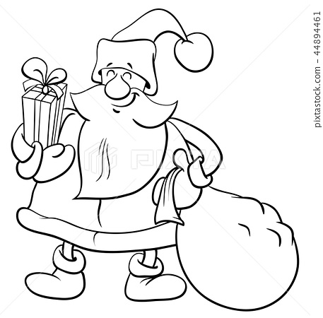 Santa claus with presents coloring book