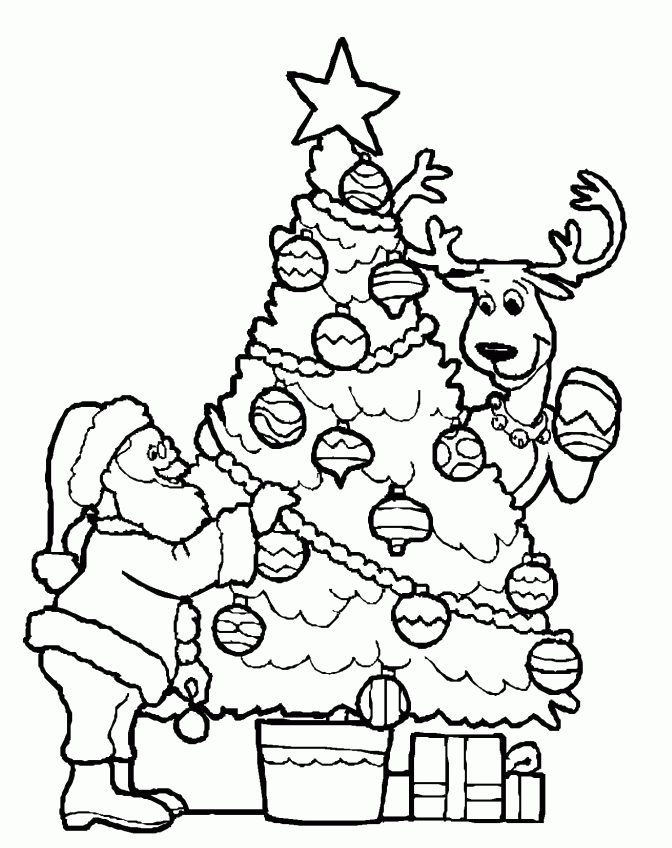 Decorating a christmas tree coloring pages